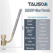 Adjustable Flame Propane Mapp Gas Torch - Brass regulator