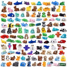 200 PCS Mini 3D Printed Animals Bulk,Articulated Animal Figurines Set,Flexible