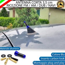 ANTENNA CORTA 3,5 CM BLU FINITURA CARBONIO PER LANCIA DELTA III