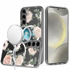 For Samsung S25 /S24 Case Magnetic Circle Unique Design Cover  Tempered Glass