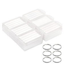 Coideal White Plastic Key Tags with Labels - 60 Pack 2.2" L x 1.15" W,