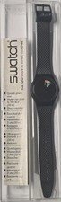 Vintage Swatch Swiss Black Interactive Graphic Dial Watch 9242-P with Box Papers