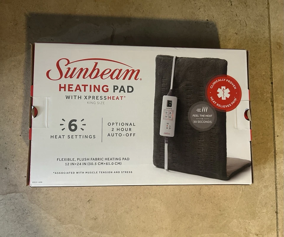 Almohadilla térmica Sunbeam XL espalda cuello hombro alivio del dolor apagado automático - NUEVO Foto 4 de 4