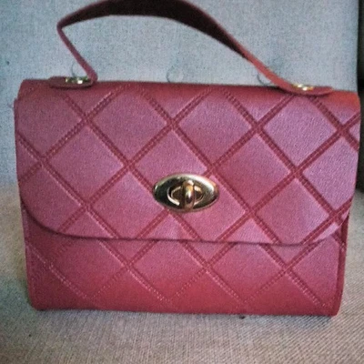 Pink Quilted Top Handle Satchel Gold Turn Lock - Image 1 of 4