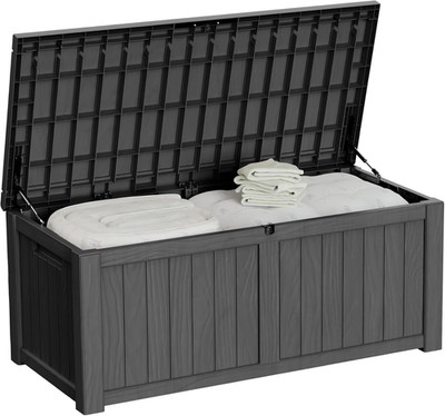 150 Gallon Outdoor Storage Box Patio Deck Box Waterproof, Resin Lockable outside