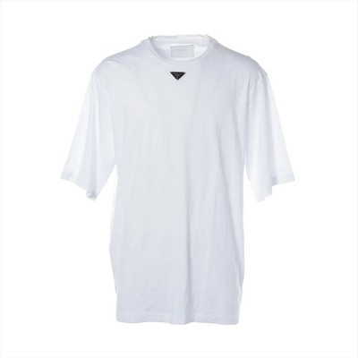 Prada Triangle logo 24 years Cotton T-shirt XXL Men's White  UJN861