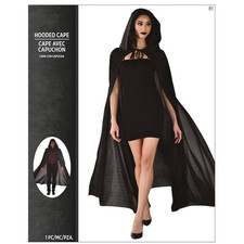 Adult Long Black Hooded Cape Halloween, Cosplay, Costumes  Vampire
