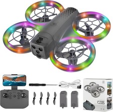 Mini Drone for Kids and Beginners With Cool LED Light - with Grey