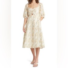 Chelsea28 Floral Eyelet Dress In White- Yellow Floral Women’s Sz M