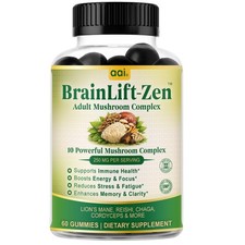 Mushroom Gummies for Adults   10 Mushroom Blend for Focus, Clarity  Memory 60G