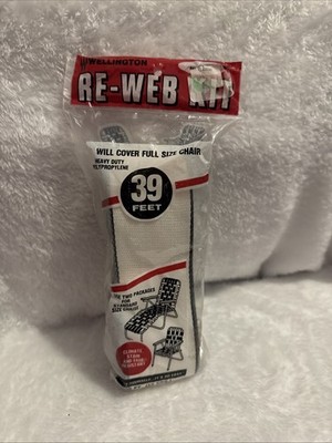 Wellington RE-WEB KIT 39 Feet Lawn Chair White/Silver/Black 2 1/4'' NOS Vintage