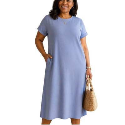 Vintage Hot Cotton Marc Ware USA Periwinkle Knit Maxi Dress Women's M