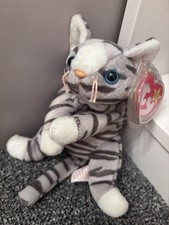 Ty Beanie Baby Prance The Grey Cat Plush Toy New with Tags & Plastic Protector