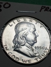 1950-P FRANKLIN HALF DOLLAR. 51,386 MINTAGE.GEM  PROOF  RATING. PRISTINE. RARE. 