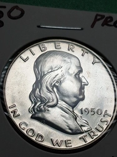 1950-P FRANKLIN HALF DOLLAR. 51,386 MINTAGE.GEM  PROOF  RATING. PRISTINE. RARE.