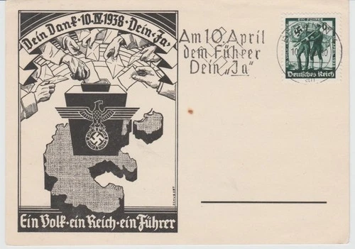 Germany-1938 6 Pf green Austria plebiscite issue First Day Cover