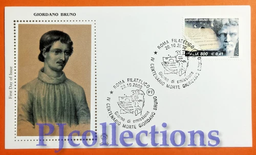 C51 -ITALY 2000 GIORDANO BRUNO ENVELOPE 1ST DAY FDC WATERMARK GOLD