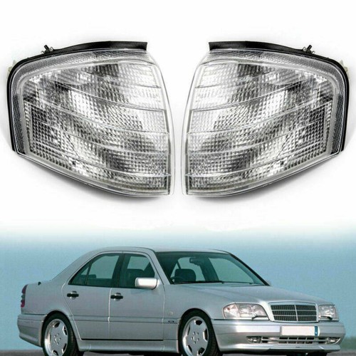 Pair Clear Corner Turn Signal Light For Benz C Class W202 1994-2000 - Foto 6 di 6