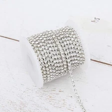 CRYSTAL RHINESTONE CHAIN - SILVER & GOLD TONE -10 YD ROLLS - 2 SIZES SS10 & SS16