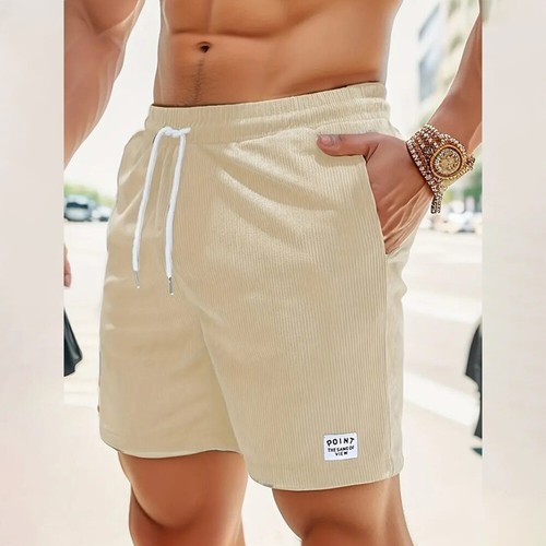 Mens Corduroy Beach Shorts Elasticated Waist Drawstring Casual Summer Pants AU - Picture 22 of 34