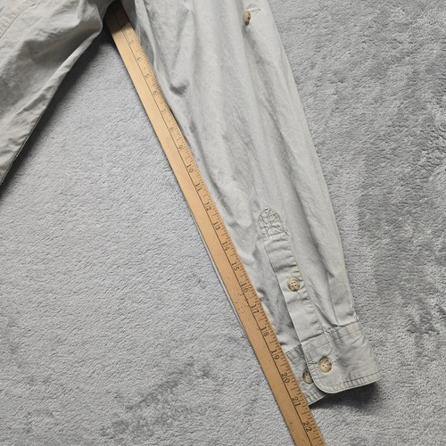 Orvis Shirt Mens Sz Large Gray Quilted Hunting Safari Shooting Roll Tab Sleeve - Picture 6 of 15