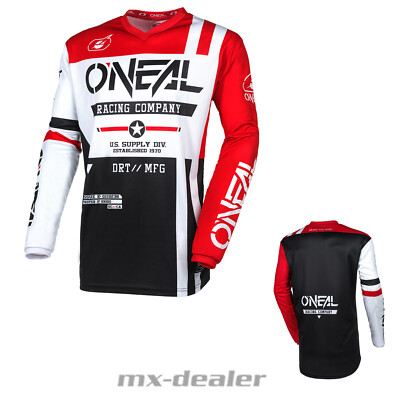 O'Neal Element Warhawk Weiß Rot V24 Jersey Trikot MX Motocross MTB Enduro Quad