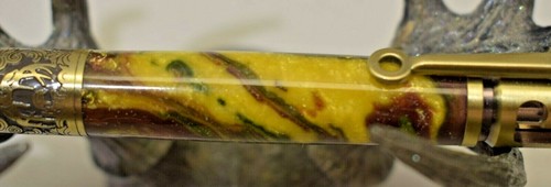 Camo Deer Hunter Pen Hand Turned Alumilite Resin Pewter with Gun Case Handmade - Picture 9 of 10