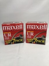 2 NEW Maxell Normal Bias UR Audio Cassette Super 7 Pack Blank 90 Minutes 14 Tape