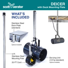 Scott Aerator De-Icer, Dock Mount, 1/2 HP 230 V, 25ft. Power Cord