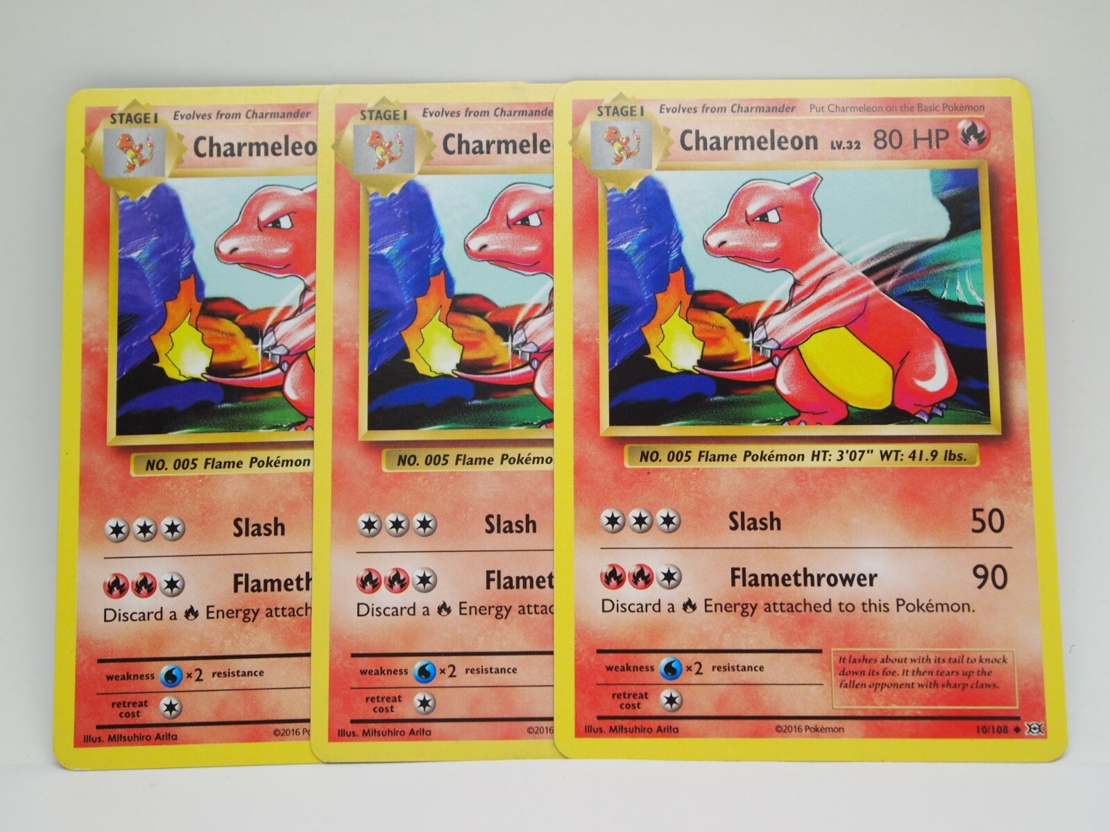 3x Charmeleon 10/108 - Uncommon Pokemon Card - Evolutions Set (2016) - LP