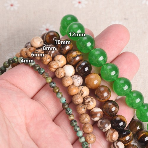 1 Strand Natural Stone Gemstone Rock Round Beads Lot 4mm 6mm 8mm 10mm 12mm - Picture 12 of 52