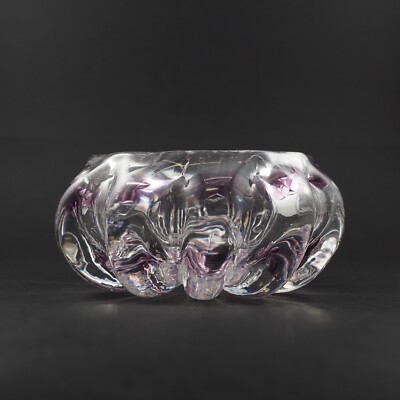 Thomas Webb England Amethyst Crystal Art Glass Bowl Signed c. 1950-1966 /g