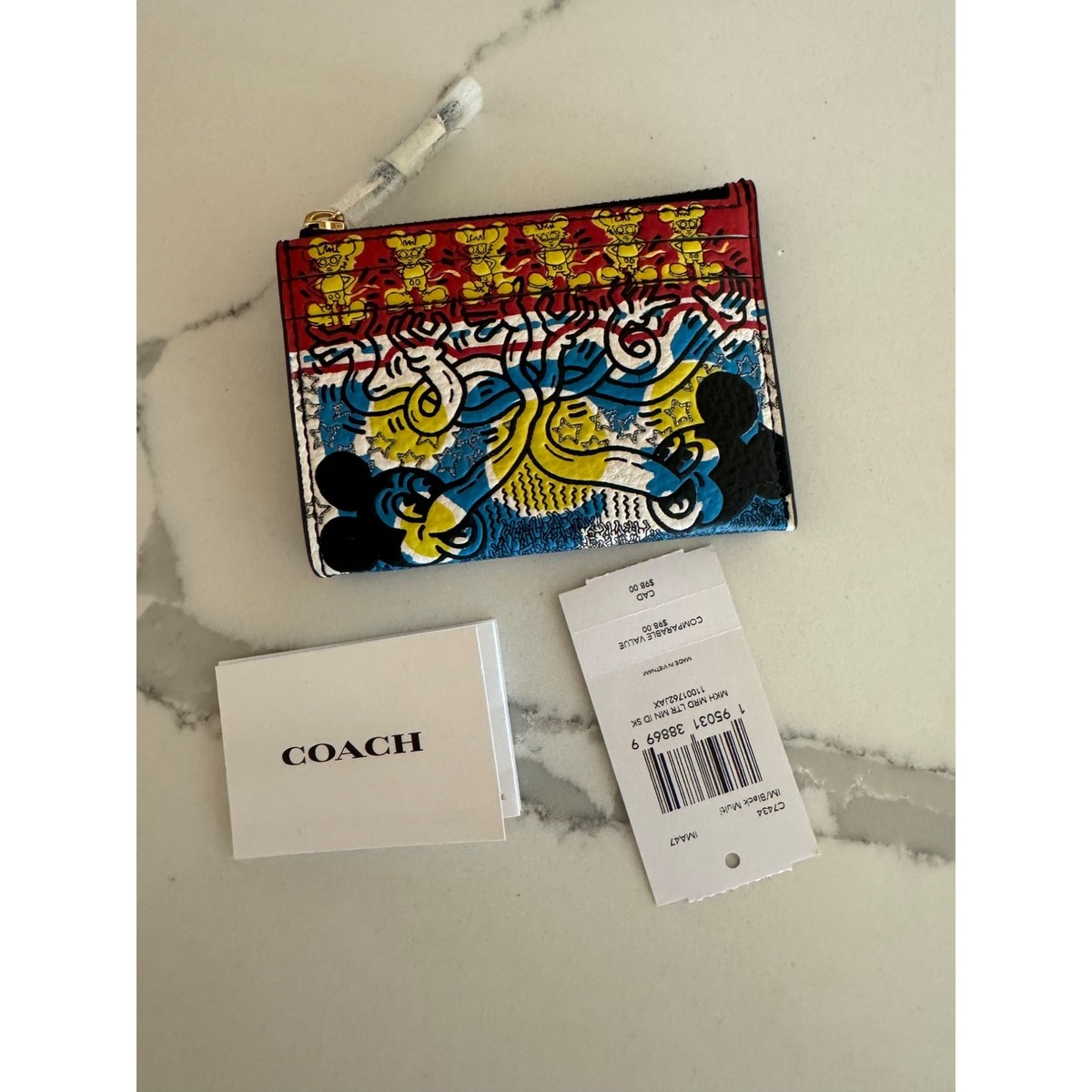 Coach Disney Mickey Mouse X Keith Haring Mini Skinny Id Case Coach Disney Mickey Mouse X Keith Haring Mini Skinny Id Case