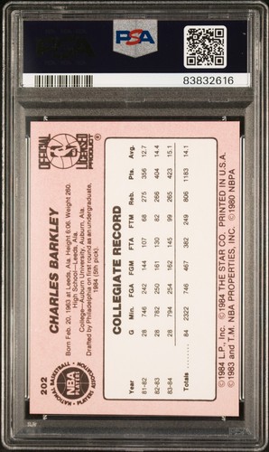 1984 Star Charles Barkley #202 PSA 7 Rookie - Picture 2 of 3
