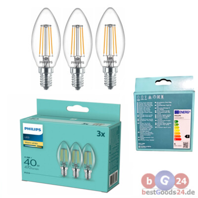 Philips LED Leuchtmittel 3er-Set 2700K Birne-Kerze LEDSPOT Glühbirne
