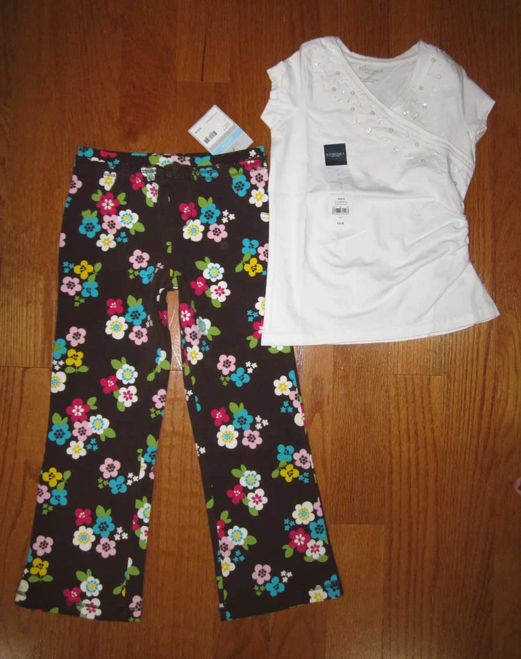 Lote misto de 4 roupas Sonoma para meninas tamanho 5 novo em folha novo com etiquetas - Imagem 4 de 4