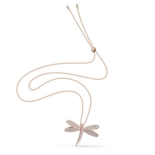SWAROVSKI Eternal Flower Dragonfly Necklace 5524856 Crystal Pendant Rose Gold - Picture 2 of 5