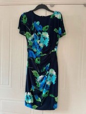 Navy blue & green short sleeve side pinch dress size 12 Eliza J