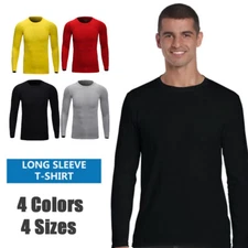 Men's Slim Round Neck Underwear Base Layer Long Johns T-shirt Tops Gym Sports US