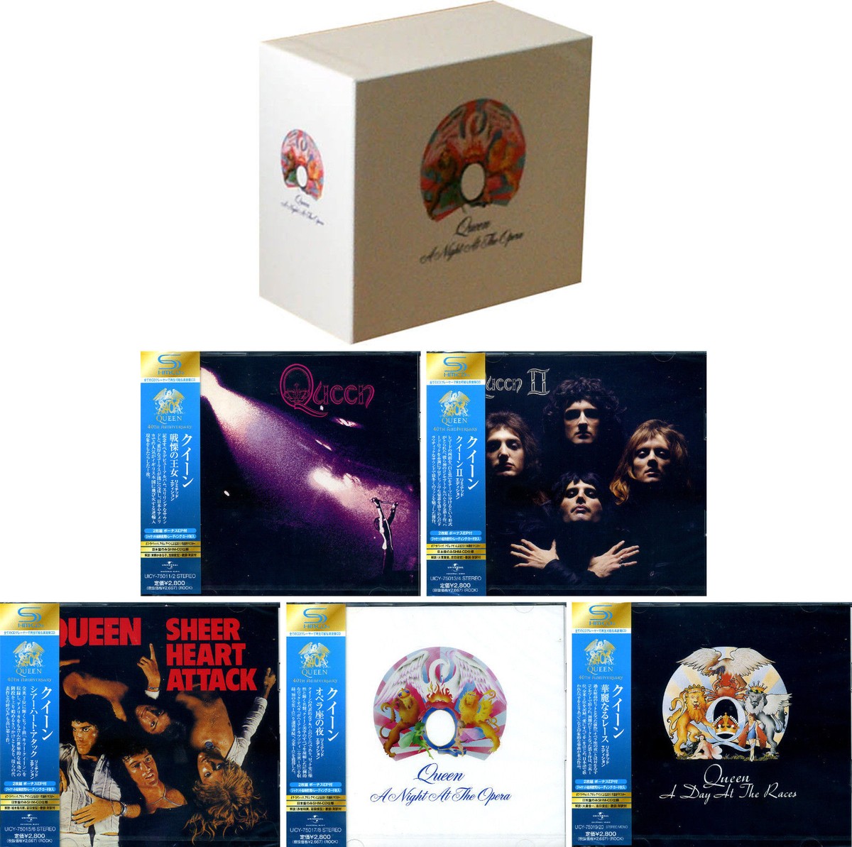 QUEEN A Night at the Opera Japan 5 x JEWEL CASE SHM 2 CD BOX 40th