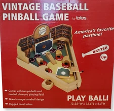 Vintage Baseball Pinball Game Miniature Pinball Machine Toy by Totes NEW