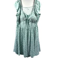 No Boundaries Womens Babydoll Mini Dress Jr. 2XL 21 Bra Cups Floral Slinky Green