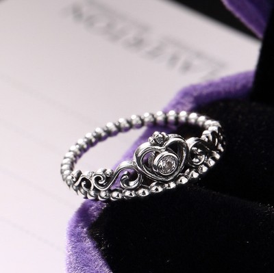 K02 Ring Krone mit Herz aus Sterling Silber 925 