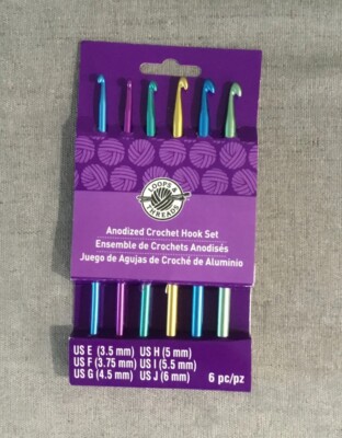 Loops & Threads Anodized Aluminum Crochet Hooks Set/ E F G H I J #154168