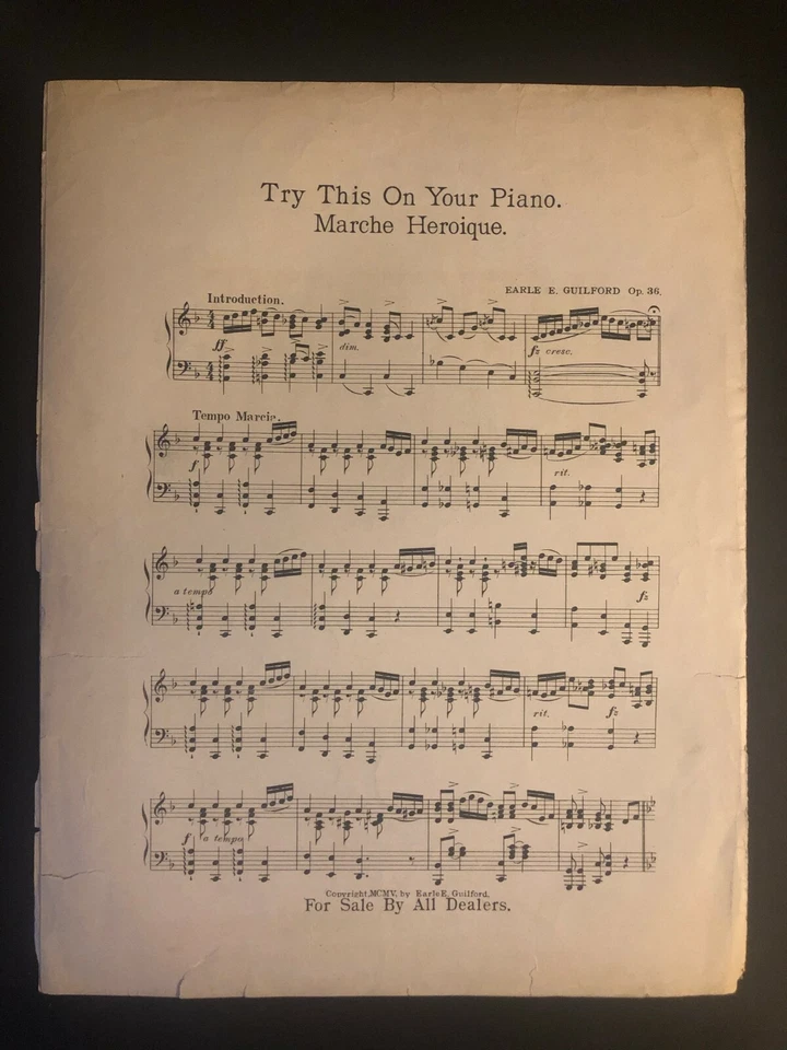 Scarce Vintage 1909 Sheet Music "Hark to the Bugle Calling" Hattie M. Guilford - Image 3 of 3