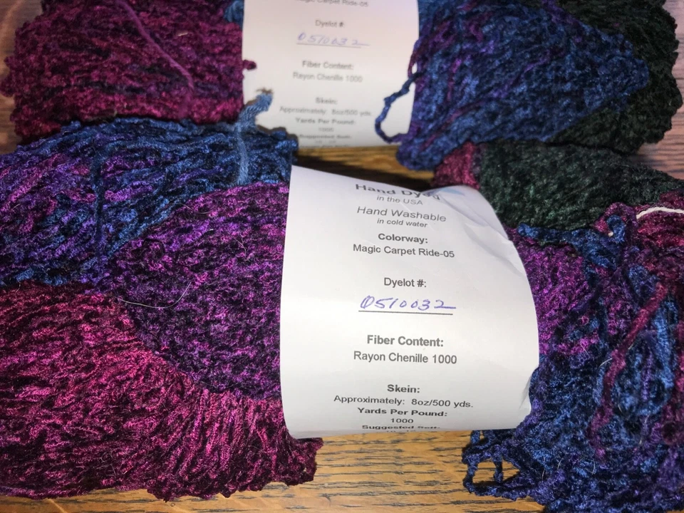 Heritage Rayon Chenille Yarn 2 Skeins 8oz each - Magic Carpet Ride Same Dyelot ! - Image 2 of 4