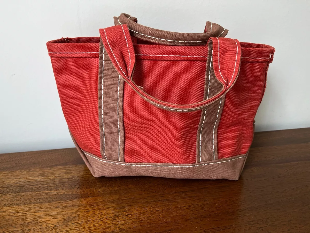L.L. Bean Boat & Tote Small Orange Red Brown Rust Bag Canvas Made in USA 7
