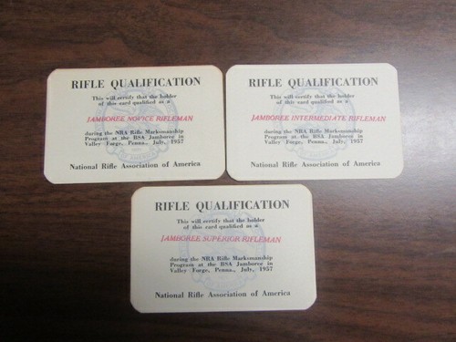 1957 National Jamboree NRA Rifle Qualification Cards j14 | eBay