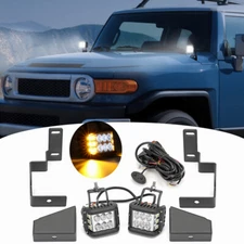 4'' Amber Side Strobe Light+ Pillar Mounts+ Wire For Toyota FJ Cruiser 2007-2014