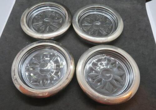 Primrose Plate EP Brass Italy Edge Set of 4 Heavy Glass/Crystal Coasters - Photo 1/1